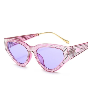 Vintage Trikotnik mačka oči, sončna očala moških 2020 luksuzne blagovne znamke velik okvir odtenki ogledalo ženski candy barve sončna očala UV400 0