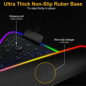 Novo Gaming Mouse Pad LED RGB Svetlobe 8 Razsvetljavo Načini Žareč Mat nedrsečo Gumijasto Dno Krpo Tipke Na tipkovnici 4