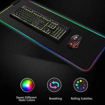 Novo Gaming Mouse Pad LED RGB Svetlobe 8 Razsvetljavo Načini Žareč Mat nedrsečo Gumijasto Dno Krpo Tipke Na tipkovnici 5