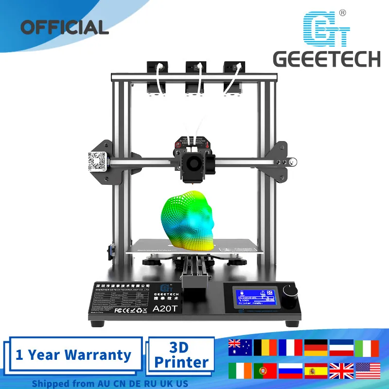 Geeetech A20T 3D Tiskalnik 3 v 1, iz hotend Mix-barvni 3D Tiskalnik GT2560 V4.0 big območje tiskanja 250x250x250mm FDM impresora 3d 5