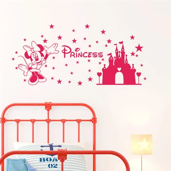 Disney Grad Minnie Mouse Stenske Nalepke Za Otroke, Soba, Otroška Soba Oprema Doma Dekor Risanka Stenske Nalepke Vinyl Ozadje 1