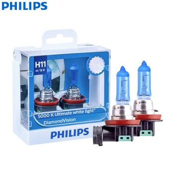 Philips Diamond Vizijo H11 12V 55W PGJ19-2 12362DVS2 5000K Hladen Bel Avto Halogenskimi Žarometi Samodejno Luči za Meglo Žarka (Twin Pack) 1
