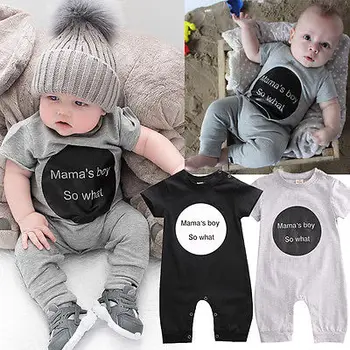 Citgeett otroška oblačila baby boy oblačila baby dekle, Mama je Fant Kratkimi rokavi dojenček Romper plezanje oblačila, ki novorojenčka 21367