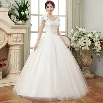 Popodion poročno obleko plus velikost poročne obleke čipke cvet nevesta obleko vestido de noiva WED90524 21525