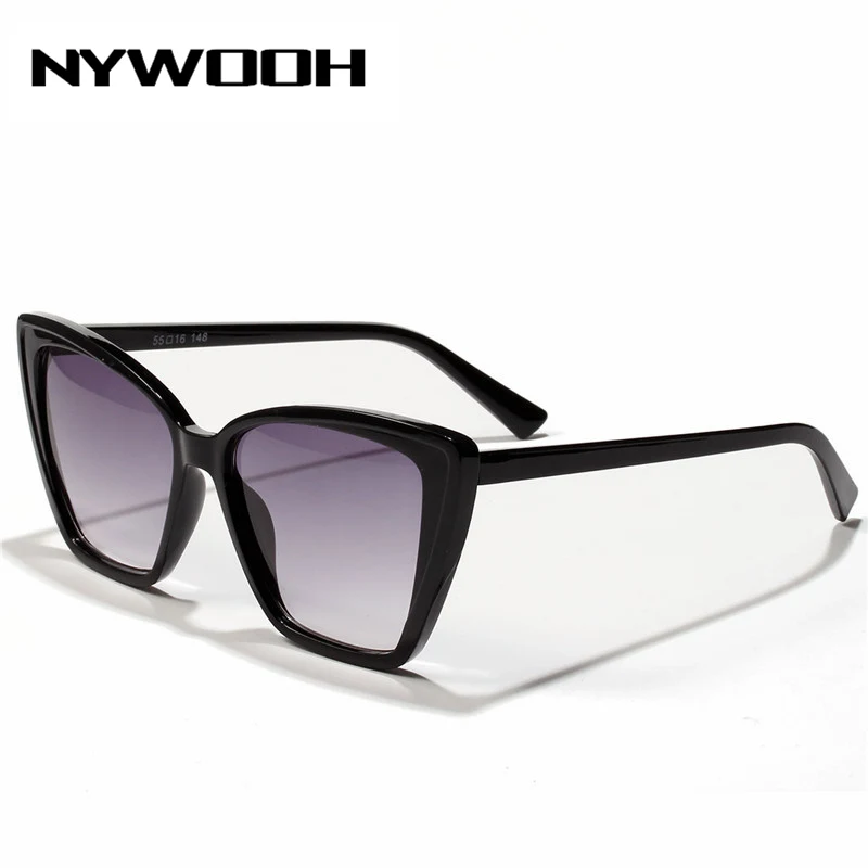 NYWOOH Mačka Oči, sončna Očala Ženske Črno Roza Gradient sončna Očala Ženske Odtenki Prevelik Cateye Sunglass UV400 2