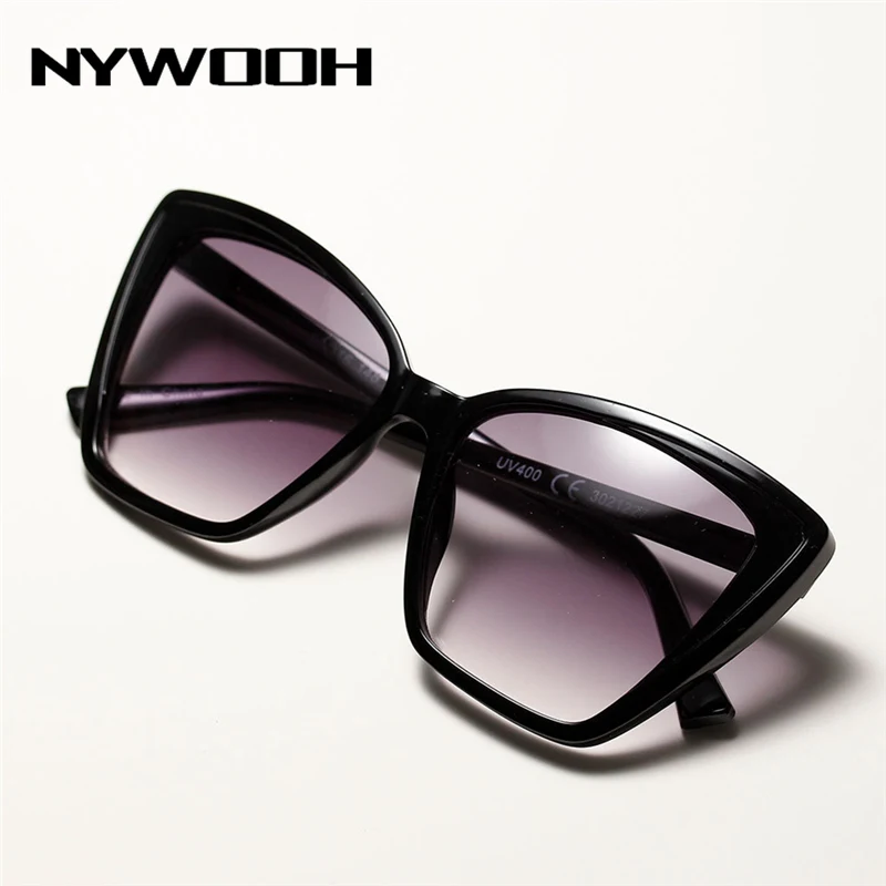 NYWOOH Mačka Oči, sončna Očala Ženske Črno Roza Gradient sončna Očala Ženske Odtenki Prevelik Cateye Sunglass UV400 3
