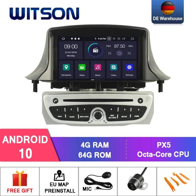 WITSON Android 10.0 IPS Zaslon visoke LOČLJIVOSTI za RENAULT Megane 3 / Fluence AVTO DVD 4GB RAM+64GB FLASH 8 Jedro Octa+DVR/WIFI+DSP+DAB+OBD 4
