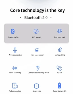 M19 TWS Bluetooth Slušalke 5.0 Brezžične Slušalke 9D Stereo Šport Nepremočljiva Čepkov na Dotik Slušalke s Polnjenjem Polje 2