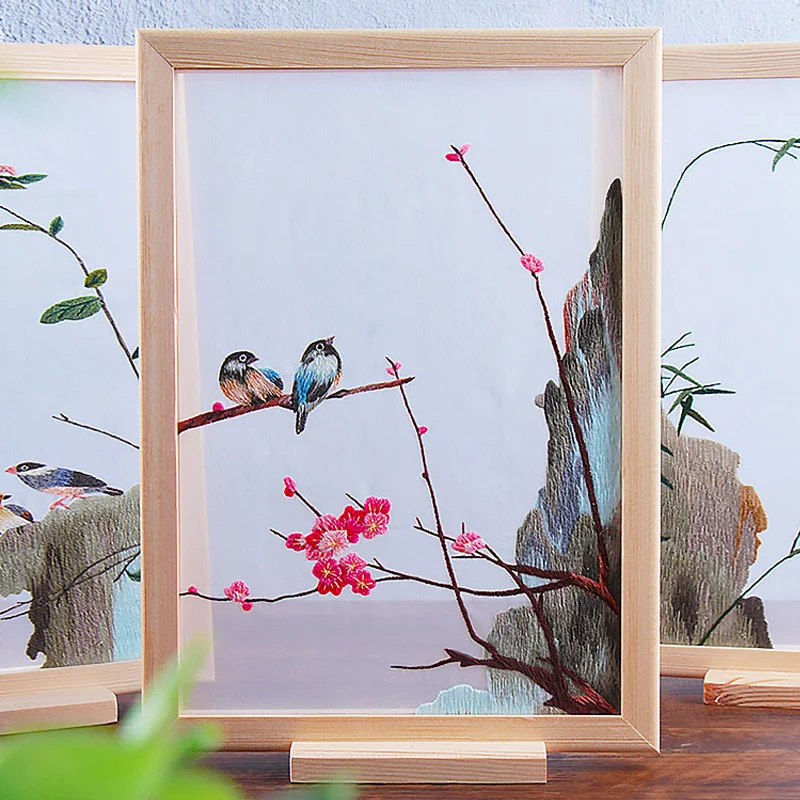 DIY Kitajski Vezenje Komplet z Lesenim Okvirjem Needlework Navzkrižno Šiv Vezenje Cvetlični Vzorec, Ročno Swing Obrti Doma Dekor 1