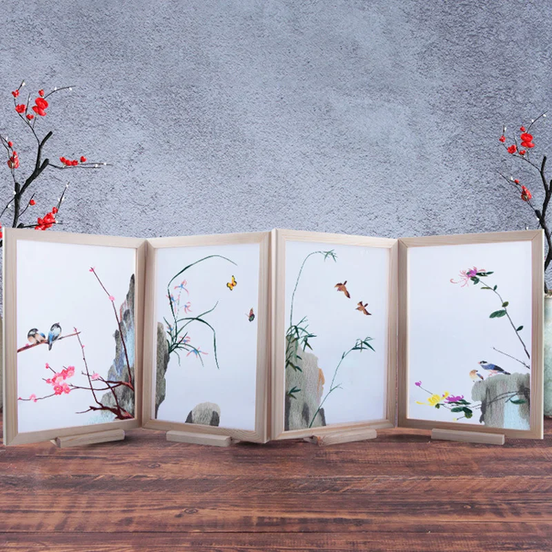 DIY Kitajski Vezenje Komplet z Lesenim Okvirjem Needlework Navzkrižno Šiv Vezenje Cvetlični Vzorec, Ročno Swing Obrti Doma Dekor 2
