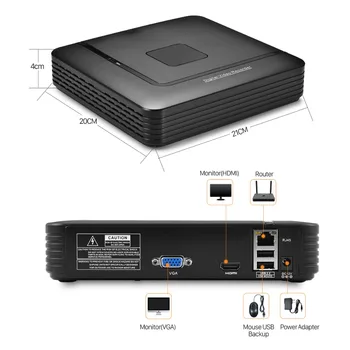 H. 265 Max 5MP Izhod Mini CCTV NVR 16CH 5MP / 8CH 4MP / 4CH 5MP Varnosti Video Snemalnik H. 265 Motion Detect ONVIF P2P CCTV NVR 3