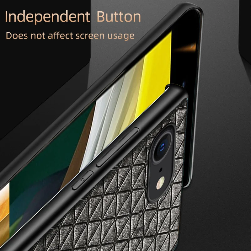 Original Geometrijske Zrnasto Usnje Primeru Telefon Za iPhone SE 2020 11 Pro Max 12 X Mini XS Max XR 5s 6 6s 8 7 Plus Zaščitni Pokrov 3