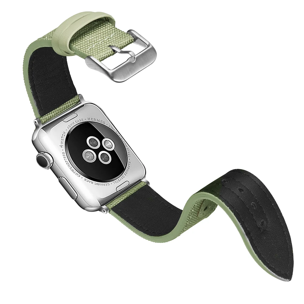 Platno+usnjeni trak za apple watch band 44 mm 40 mm 42mm 38 mm iwatch serije 6 4 3 2 zapestja Luksuznega usnja Nota trak 4
