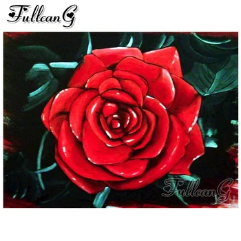 FULLCANG 5d diy mozaik polno vezenje rdeče rose cvet diamond slikarstvo kvadratnih/krog vaja nosorogovo barve z diamanti FC749 1
