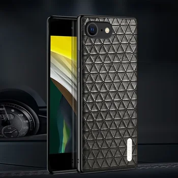 Original Geometrijske Zrnasto Usnje Primeru Telefon Za iPhone SE 2020 11 Pro Max 12 X Mini XS Max XR 5s 6 6s 8 7 Plus Zaščitni Pokrov 1
