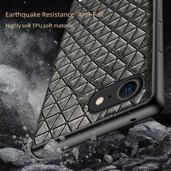 Original Geometrijske Zrnasto Usnje Primeru Telefon Za iPhone SE 2020 11 Pro Max 12 X Mini XS Max XR 5s 6 6s 8 7 Plus Zaščitni Pokrov 2
