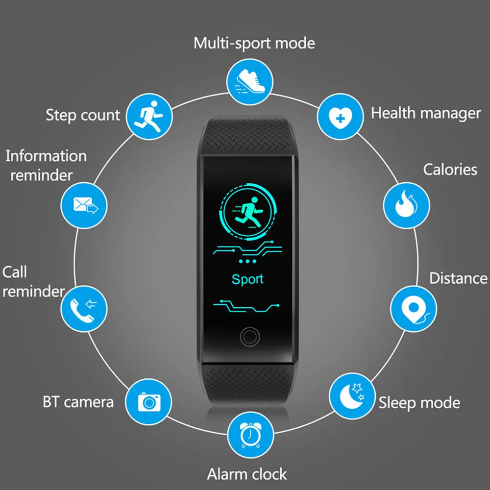 Pametna Zapestnica IP68 Vodotesen Smartband Srčni utrip Spanja Spremljanje Športnih Passometer Fitnes Tracker Bluetooth Smartwatch. 1