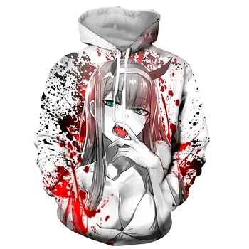 Draga V Franxx 3D Tiskanja Ženske Hoodies Dolgi rokav Nov Modni Sweatshirts Harajuku Anime Puloverju Moški Ženske Oblačila 3
