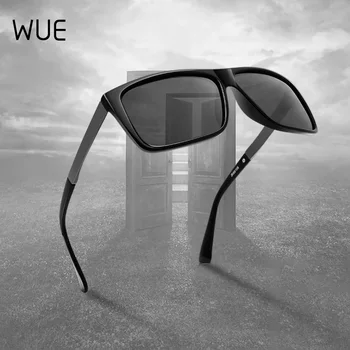 WUE nova moda za moške polarizirana sončna očala črna pravokotne sončna očala, ogledalo vožnje očala moških kul klasična 2