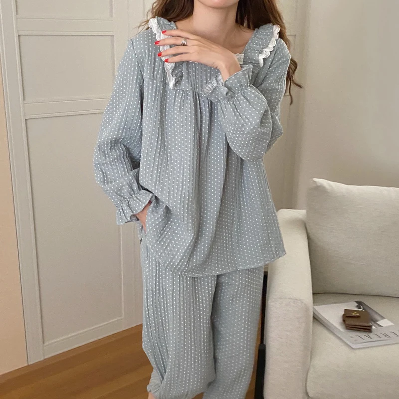 Tujec Kitty Korejski More Mehko, Sladko Tiskanje Dveh Kosov Domov Nositi 2020 Jeseni Mehko Elegantna Moda Za Ženske Pižame Določa 3