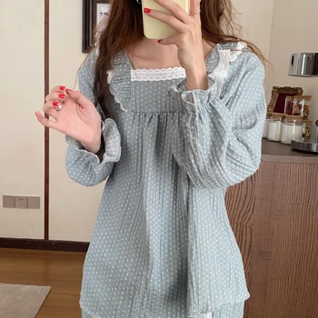 Tujec Kitty Korejski More Mehko, Sladko Tiskanje Dveh Kosov Domov Nositi 2020 Jeseni Mehko Elegantna Moda Za Ženske Pižame Določa 22773