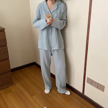 Tujec Kitty Korejski More Mehko, Sladko Tiskanje Dveh Kosov Domov Nositi 2020 Jeseni Mehko Elegantna Moda Za Ženske Pižame Določa 1