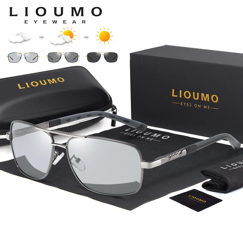 LIOUMO Design Kvadratnih sončna Očala Za Moške Polarizirana Photochromic Vožnje Očala Ženske Kameleon Leče UV400 lentes de sol hombre 0