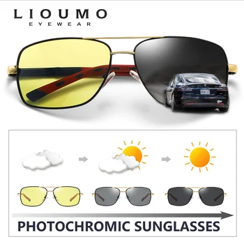 LIOUMO Design Kvadratnih sončna Očala Za Moške Polarizirana Photochromic Vožnje Očala Ženske Kameleon Leče UV400 lentes de sol hombre 3