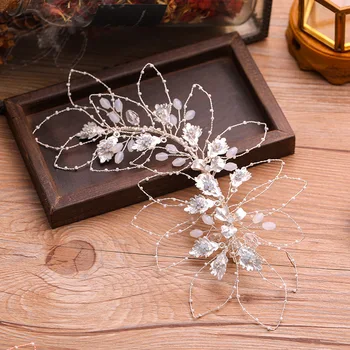 Kristalno listov lepe poročne glavo ročno tkane poročne headdress poročni dodatki 22874