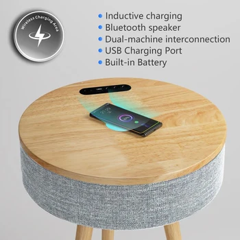 Zvočnik Čaj Tabela Smart Bluetooth Glasbe Okrogle Mize Glas, Zvok AI Nadzor 3D Surround Delo Od Doma USB Polnjenje mizico 2