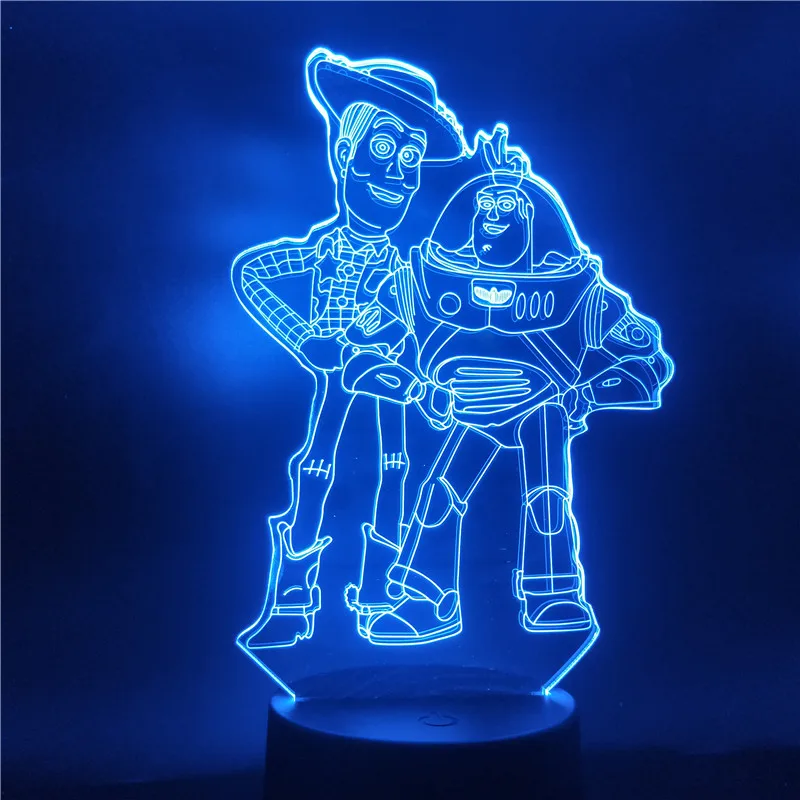 Disney Igrača Zgodba Buzz Lightyear Šerif Woody Risanka LED Nočna Lučka za Otrok Touch Senzor Novost Spalnica Lučka 3d Svetlobe Darila 2