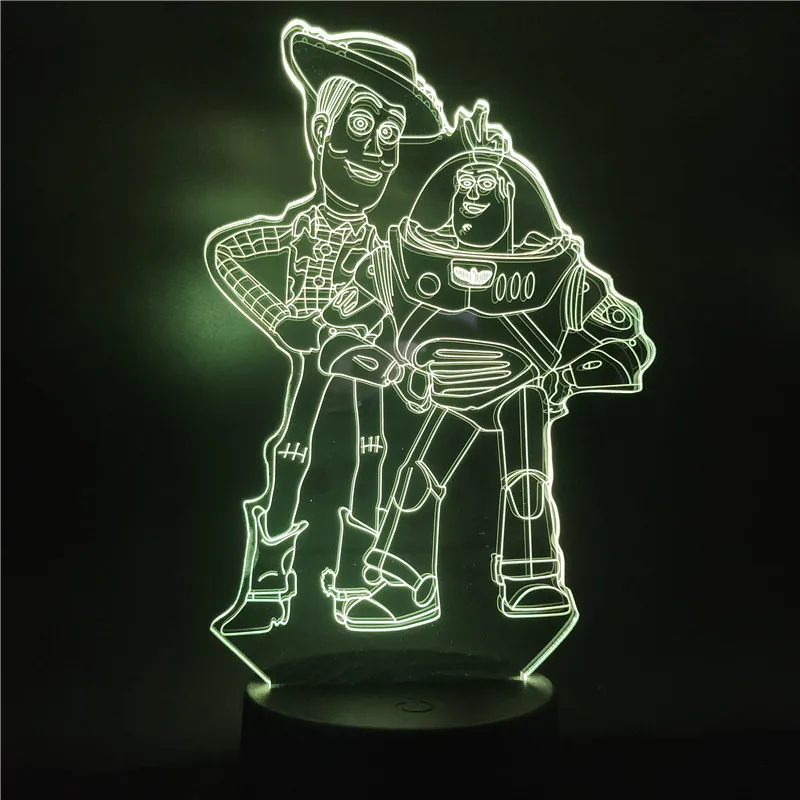 Disney Igrača Zgodba Buzz Lightyear Šerif Woody Risanka LED Nočna Lučka za Otrok Touch Senzor Novost Spalnica Lučka 3d Svetlobe Darila 5