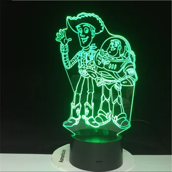 Disney Igrača Zgodba Buzz Lightyear Šerif Woody Risanka LED Nočna Lučka za Otrok Touch Senzor Novost Spalnica Lučka 3d Svetlobe Darila 22943