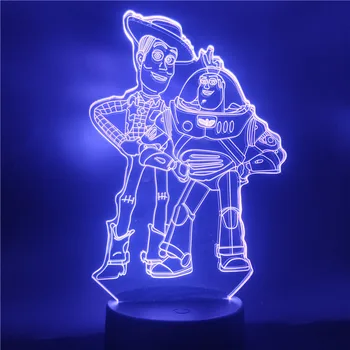 Disney Igrača Zgodba Buzz Lightyear Šerif Woody Risanka LED Nočna Lučka za Otrok Touch Senzor Novost Spalnica Lučka 3d Svetlobe Darila 1