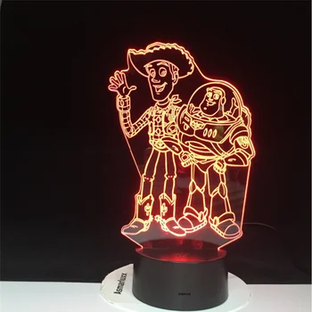 Disney Igrača Zgodba Buzz Lightyear Šerif Woody Risanka LED Nočna Lučka za Otrok Touch Senzor Novost Spalnica Lučka 3d Svetlobe Darila 3