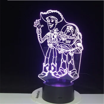 Disney Igrača Zgodba Buzz Lightyear Šerif Woody Risanka LED Nočna Lučka za Otrok Touch Senzor Novost Spalnica Lučka 3d Svetlobe Darila 4