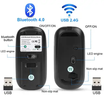 Akumulatorske Brezžične Miške (Miška Bluetooth 4.0 Računalniško Miško Tiho PC Ergonomska Miške USB, Optičnega Mause Baterije za Prenosnik 22962