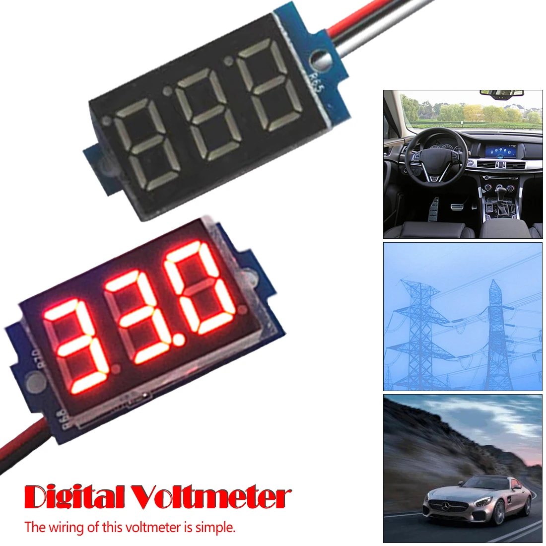 Monitor Volt Plošča Tester Meter Za Motorcy DC 0-99.9 V 0.36 Palčni Nov enosmerni Rdeča LED Digitalni Zaslon Voltmeter Plošča 4