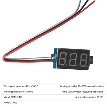 Monitor Volt Plošča Tester Meter Za Motorcy DC 0-99.9 V 0.36 Palčni Nov enosmerni Rdeča LED Digitalni Zaslon Voltmeter Plošča 3