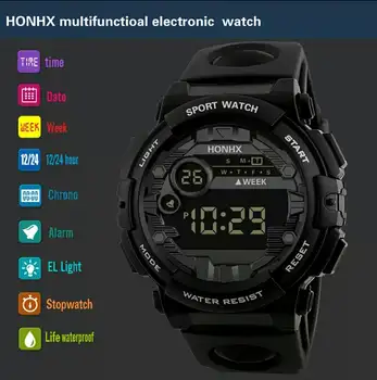 Luksuzni Mens Digitalni LED Watch Datum Šport Moški Prostem Elektronski Watch Šport Gledam relogio masculino часы мужские часы 0