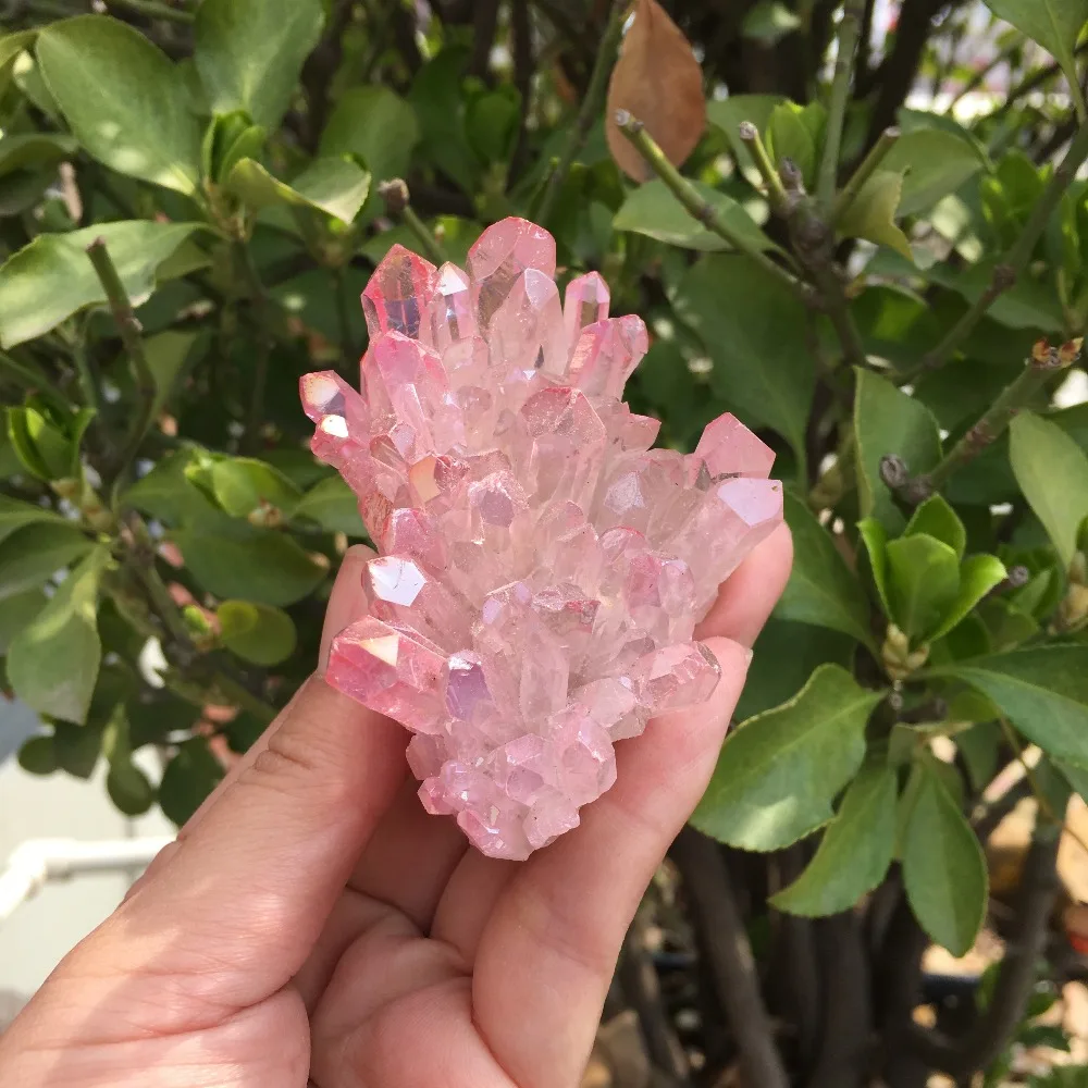 130 g Redkih lepa rose plamen aura quartz crystal grozdov vzorcu samo eno!! 2