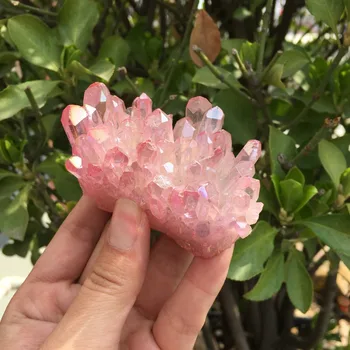 130 g Redkih lepa rose plamen aura quartz crystal grozdov vzorcu samo eno!! 1