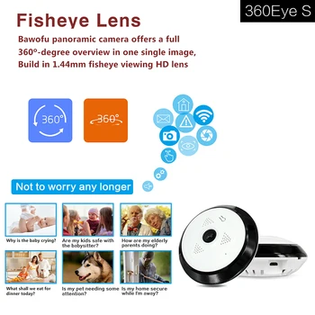 EVKVO Fisheye VR 360-Stopinjski Panoramski Fotoaparat, HD 960P Brezžični Wifi Kamera Home Security Nadzor Sistema IP Kamero P2P 360eye 23639