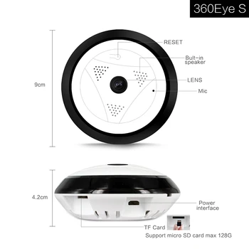 EVKVO Fisheye VR 360-Stopinjski Panoramski Fotoaparat, HD 960P Brezžični Wifi Kamera Home Security Nadzor Sistema IP Kamero P2P 360eye 1