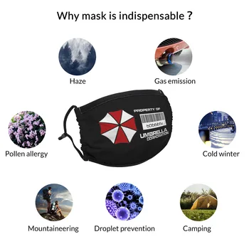 2021 Premoženja, Umbrella Corporation, Maska za Večkratno uporabo Trendy Usta Masko Bombažne Tkanine Anti Meglica zaščitni Pokrov Respirator 0