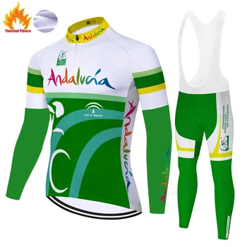 2021 Modra andalucia team kolesarski dres Zimsko Termalno Runo fietskleding heren 20 D gel ropa de ciclismo par hombre 5