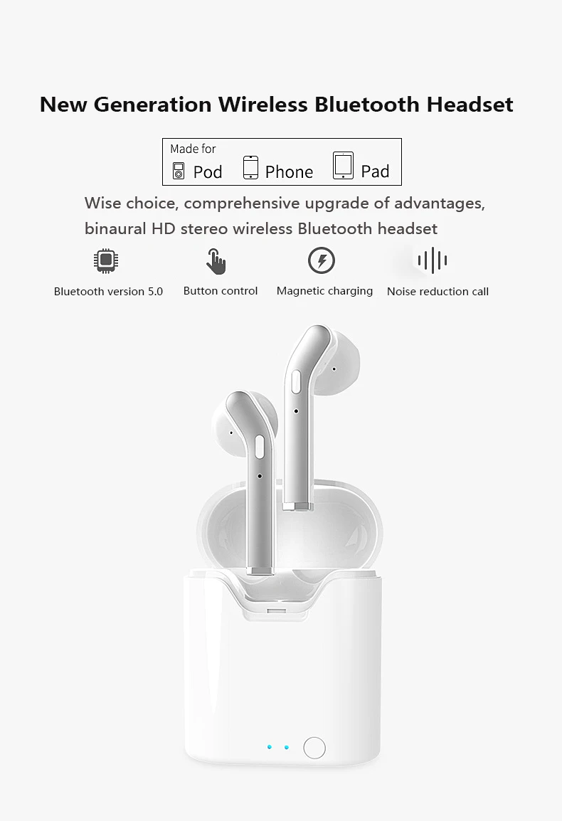 Brezžična tehnologija Bluetooth 5.0 Slušalke Čepkov V Mini-Ušesa Hrupa Preklic Slušalke za mobilni telefon Športne Slušalke 2