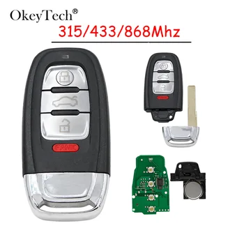 OkeyTech 4 Gumbi 315Mhz/433Mhz/868Mhz Pametne Oddaljeni Avto Ključ Za Audi Q5 A4L A5 A6 A7 A8 RS4 RS5 S4 S5 Vstop brez ključa Rezilo 2