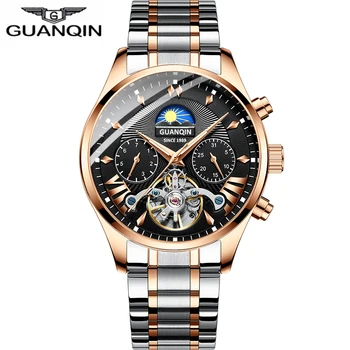 GUANQIN 2019 ura moški/moški ure top blagovne znamke luksuzni samodejno/mehanično/razkošje watch moških zlato tourbillon mens reloj hombre 4