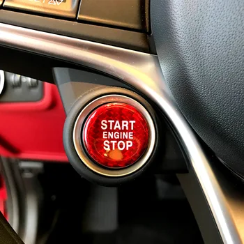 Ogljikovih Vlaken Motor Avtomobila Start Stop Gumb Pokrova Nastavite Trim Nalepke za vozila Alfa Romeo Giulia Stelvio Dodatki Avto Styling 2457
